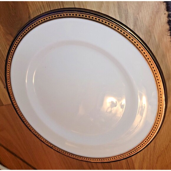 Antique Royal Doulton England Cobalt Blue Gold Rim Plate 10.5 MINT! Art Deco - Picture 5 of 13